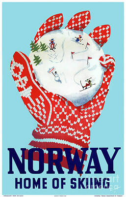Sports Drawings - Norway Vintage Travel Poster Restored by Vintage Treasure