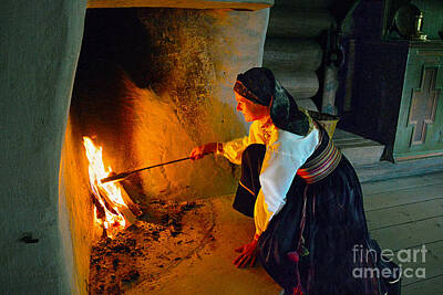 Maps Rights Managed Images - Norwegian Woman Tending the Hearth Fire Royalty-Free Image by Catherine Sherman