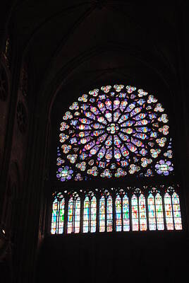 Seascapes Larry Marshall - Notre Dame Paris Rose Window with Verticals by Jacqueline M Lewis