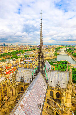 Paris Skyline Photos - Notre Dame spire vertical by Benny Marty