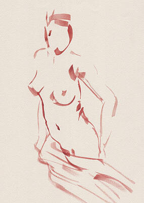 Nudes Paintings - Nude Model Gesture XLIII by Irina Sztukowski