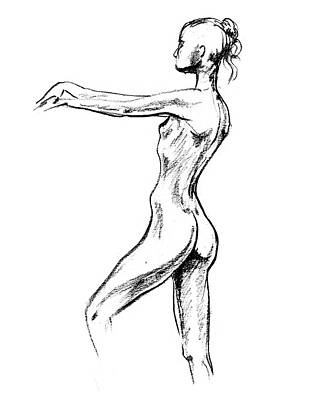 Abstract Drawings Rights Managed Images - Nude Model Gesture XVIII Royalty-Free Image by Irina Sztukowski