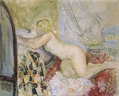Nudes Royalty-Free and Rights-Managed Images - Nude near the Bed by Henri Lebasque