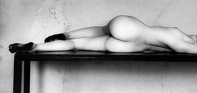 Nudes Royalty-Free and Rights-Managed Images - Nude Reclining On Table by Lindsay Garrett