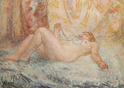 Nudes Royalty-Free and Rights-Managed Images - Nude with Collier of Pearls, 1930 by Henri Lebasque