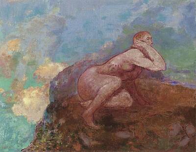 Nudes Royalty-Free and Rights-Managed Images - Nude Woman on the Rocks by Odilon Redon