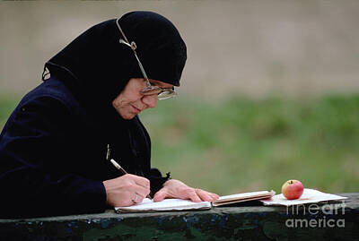 Old Masters - Nun Writing at The Trinity-St. Sergius Monastery, Sergiev Posad, Zagorsk by Wernher Krutein