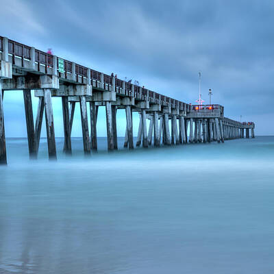 Beach Royalty-Free and Rights-Managed Images - Ocean Blues - Panama City Beach Florida Pier 1x1 by Gregory Ballos