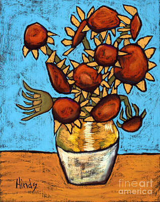 Sunflowers Paintings - Homage to Van Goghs Sunflowers by David Hinds