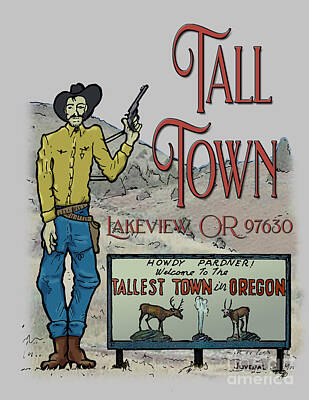 Food And Beverage Drawings - Old Tall Town Cowboy by Joseph Juvenal