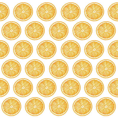 Food And Beverage Royalty Free Images - Orange Slice Pattern 1 - Tropical Pattern - Tropical Print - Lemon - Orange - Fruit - Tangerine Royalty-Free Image by Studio Grafiikka