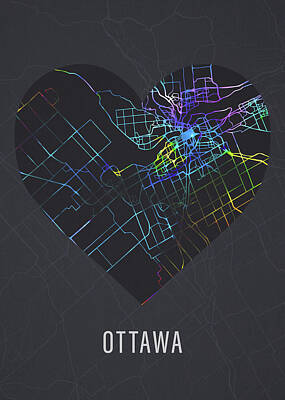 Beach House Sea Shells - Ottawa Canada City Heart Street Map Love Dark Mode by Design Turnpike