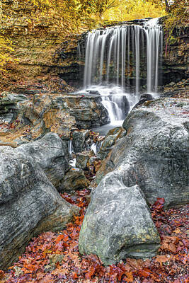 Book Quotes - Ozark Mountain Autumn Waterfall - Tanyard Creek Bella Vista by Gregory Ballos