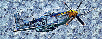 Transportation Paintings - P-51 Mustang - 29 by AM FineArtPrints