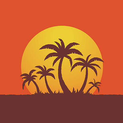 Royalty-Free and Rights-Managed Images - Palm Trees and Sun by John Schwegel