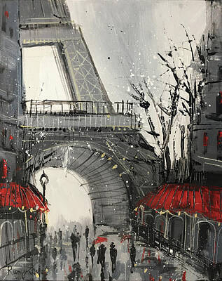 Paris Skyline Paintings - Paris C01N03 by Irina Rumyantseva