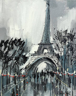 Paris Skyline Paintings - Paris C01N05 by Irina Rumyantseva