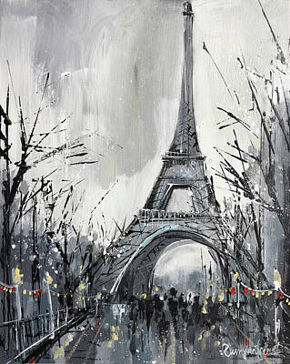 Recently Sold - Paris Skyline Paintings - Paris C01N06 by Irina Rumyantseva