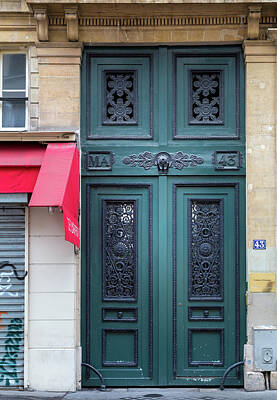 Travel Pics Rights Managed Images - Paris Door - Teal Green Royalty-Free Image by Georgia Clare