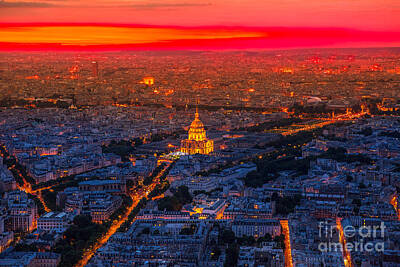 Paris Skyline Photos - Paris Invalids palace Aerial by Benny Marty