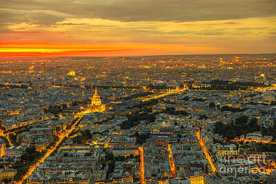 Paris Skyline Photos - Paris Invalids palace sunset by Benny Marty