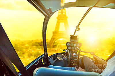 Paris Skyline Photos - Parisian Helicopter flight by Benny Marty