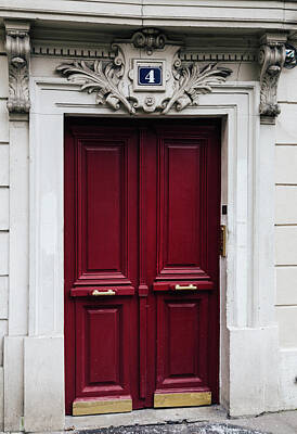 Travel Pics Rights Managed Images - Parisian Red Door  Royalty-Free Image by Georgia Clare