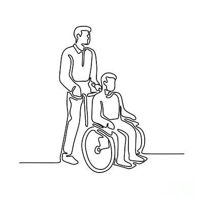 Granger - Patient on Wheelchair Continuous Line by Aloysius Patrimonio