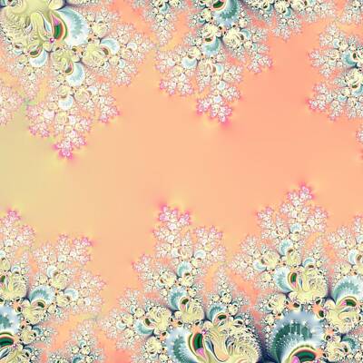 Abstract Flowers Digital Art - Peach Spring Frost on Flowers Fractal Abstract by Rose Santuci-Sofranko