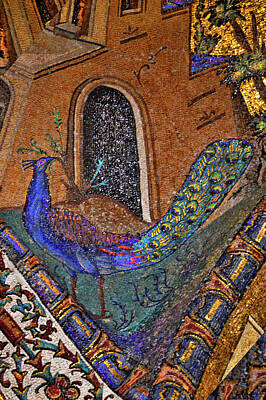Travel Pics Digital Art Royalty Free Images - Peacock. Ancient mosaic. Royalty-Free Image by Andy i Za