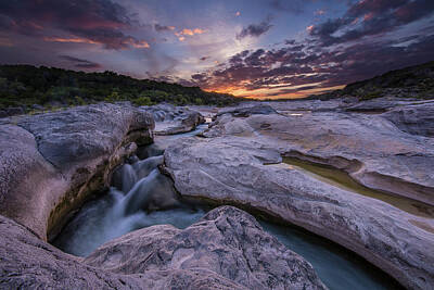 I Want To Believe Posters Rights Managed Images - Pedernales Falls State Park Sunset on the river Royalty-Free Image by Micah Goff