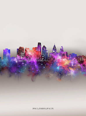 Skylines Digital Art - Philadelphia Skyline Galaxy by Bekim M