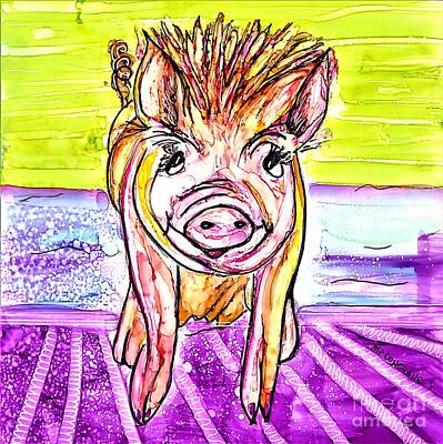 On Trend At The Pool - Piglet  by Patty Donoghue