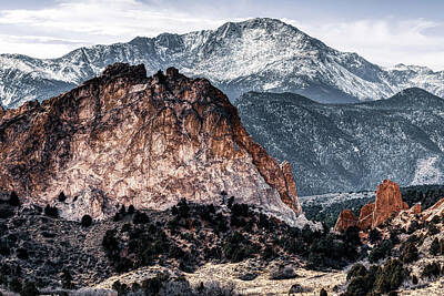 Landscapes Royalty-Free and Rights-Managed Images - Pikes Peak and Garden of the Gods - Colorado Springs Mountain Landscape by Gregory Ballos