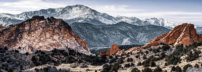Landscapes Royalty-Free and Rights-Managed Images - Pikes Peak Mountain Landscape Panorama - Colorado Springs by Gregory Ballos