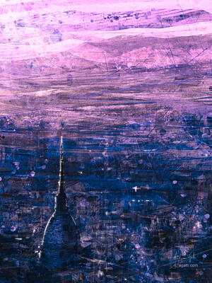 Surrealism Digital Art - Pink Turin Aerial View by Andrea Gatti