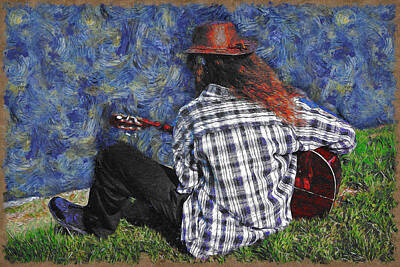 Musicians Digital Art Rights Managed Images - Play Me A Song Royalty-Free Image by Ronald Bolokofsky