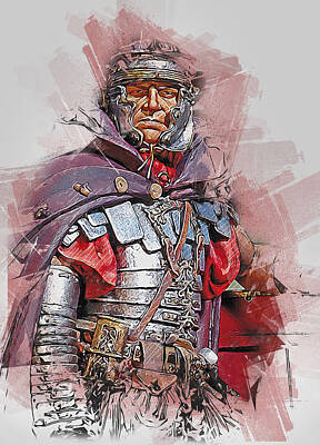 Flags On Faces Semmick Photo - Portrait of a Roman Legionary - 44 by AM FineArtPrints