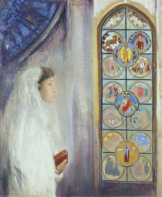 Lighthouse - Portrait of Simone Fayet in Holy Communion, 1908 by Odilon Redon