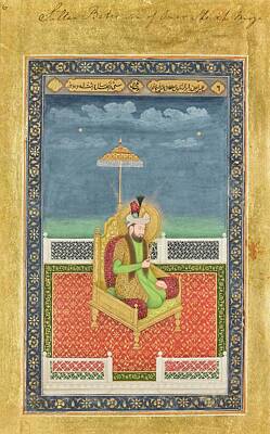 Portraits Royalty-Free and Rights-Managed Images - portraits of Mughal emperors and their ancestors, India, Delhi, late Mughal, early 19th century 8 by Celestial Images