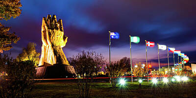 Royalty-Free and Rights-Managed Images - Praying Hands of ORU at Dusk Panorama by Gregory Ballos