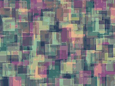 Vintage State Flags Royalty Free Images - Psychedelic Geometric Square Pattern Abstract In Pink And Green Royalty-Free Image by Tim LA