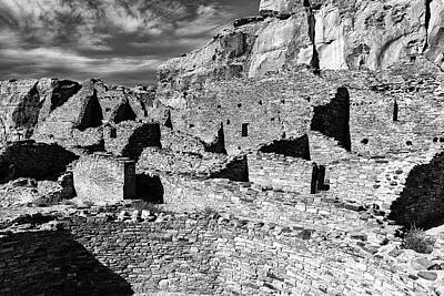Yukon Wildflowers - Pueblo Bonito in Chaco Canyon - Black and White by Kathleen Bishop