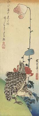 Birds Painting Rights Managed Images - Quail and poppies, Hiroshige I, Utagawa, 1830 - 1835 Royalty-Free Image by Celestial Images