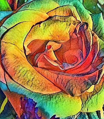 Shaken Or Stirred - Rainbow Rose  by Kimberly Woyak