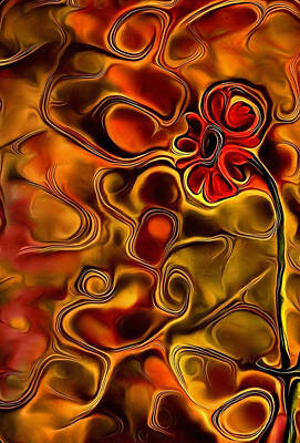 Abstract Flowers Digital Art Royalty Free Images - Red Flower Royalty-Free Image by Bruce Rolff