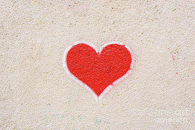 Abstract Photos - Red heart painted on a wall, message of love. by Joaquin Corbalan