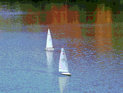 Celebrity Pop Art Potraits - Remote Sailboats 2 by Cathy Lindsey