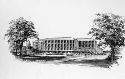 Juan Bosco Forest Animals - Rendering of the Hart Senate Office Building By architect John Carl Warnecke. by Celestial Images