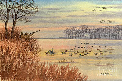 Birds Paintings - Retrieving The First Down by Bill Holkham